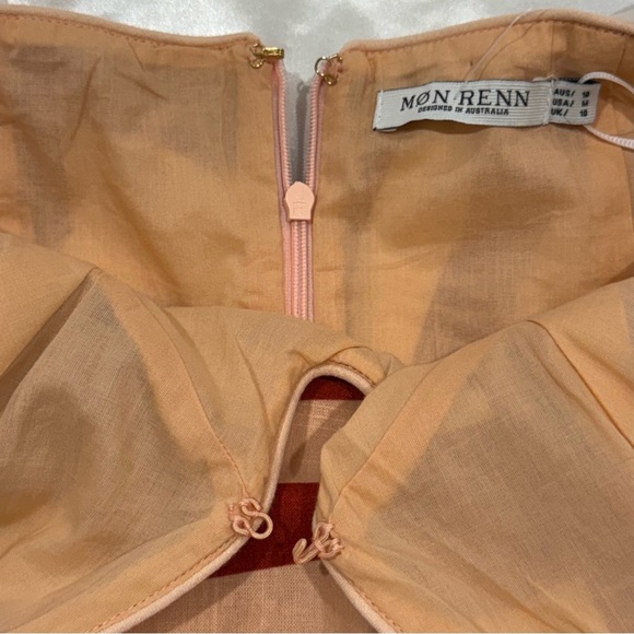 Mon Renn Surreal Midi Dress Tropico Print Red Medium Drop Waist Cotton Vacation - Picture 7 of 16